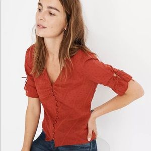 Madewell Daylight Tie-Sleeve Top in Swiss Dot
